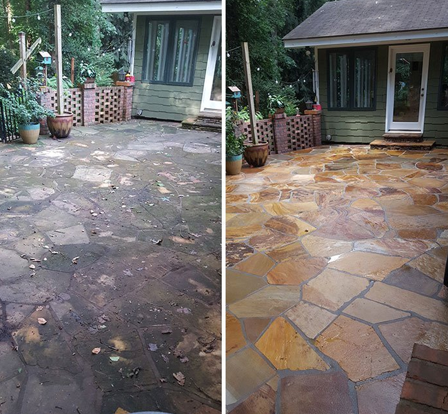 A pressure washer can work wonders. - High pressure washer, Paving stones, Purity, Longpost, Before and after, It Was-It Was