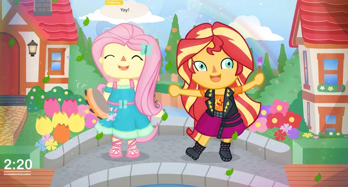 New Horizons - My Little Pony, Equestria Girls, Fluttershy, Sunset Shimmer, Кроссовер, Animal Crossing