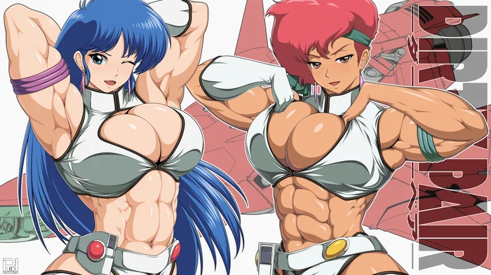 Dirty Pair - Rentb, Art, Strong girl, Sleep-Sleep, Dirty Pair, Anime, Anime art