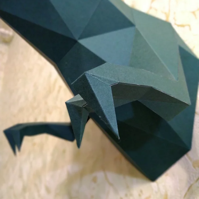 Paper modeling: even more low-poly models - My, Needlework without process, Papercraft, Husky, Tyrannosaurus, Peacock, Longpost