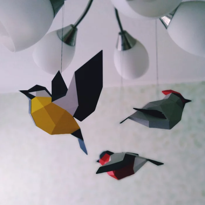Paper modeling: even more low-poly models - My, Needlework without process, Papercraft, Husky, Tyrannosaurus, Peacock, Longpost
