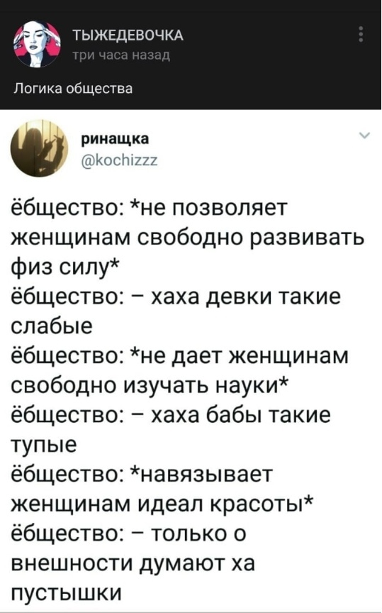 Немного бреда в ленту) - Феминизм, Дуры, ВКонтакте, Длиннопост