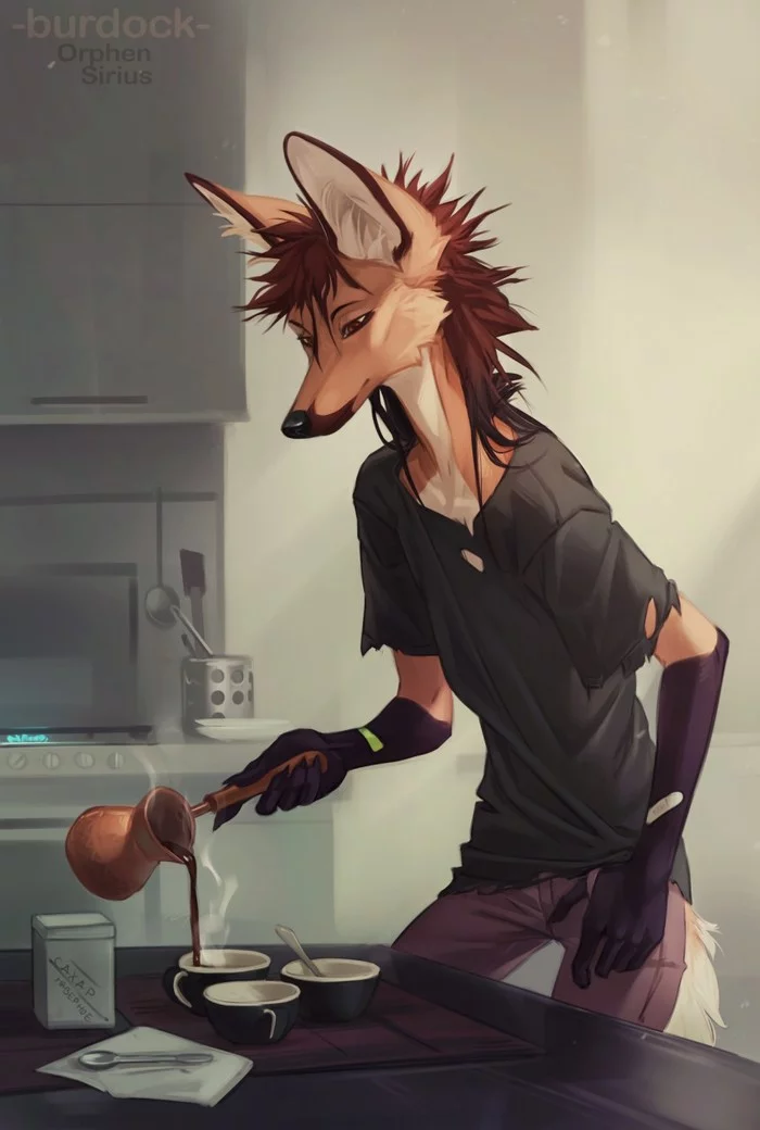 Morning coffee - Furry, Anthro, Art, Orphen sirius