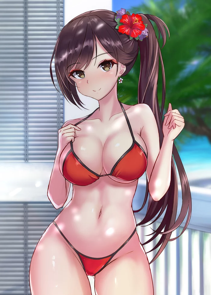 Zuikaku - NSFW, Аниме, Anime Art, Azur Lane, Zuikaku, Купальник, Грудь