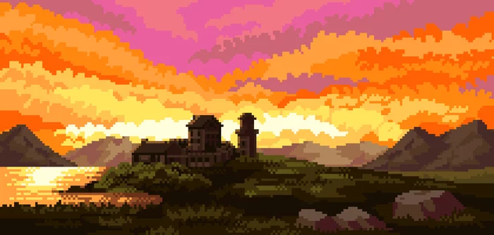 Sunset - My, Pixel, Pixel Art, Landscape