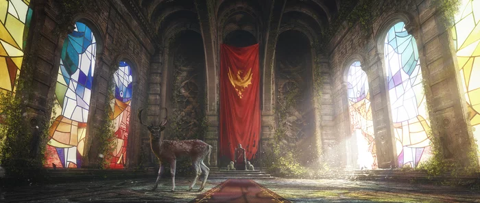 Nature will take its toll - Drawing, Nature, Throne room, Deer