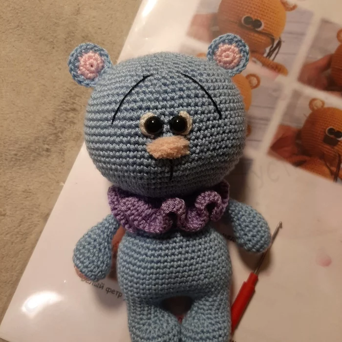 Teddy Bear Valentine - My, Amigurumi, Needlework without process, Crochet, Toys