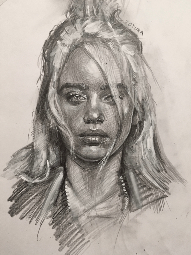 Who's the bad guy here? - My, Billie Eilish, Drawing