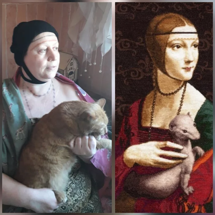 IzoIzolyatsiya, my mother, lady with ermine - My, Insulation, cat, lady with ermine, Leonardo da Vinci