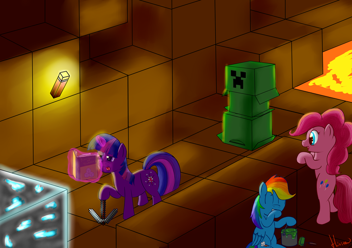     My Little Pony, , Minecraft, Twilight Sparkle, Pinkie Pie, Rainbow Dash
