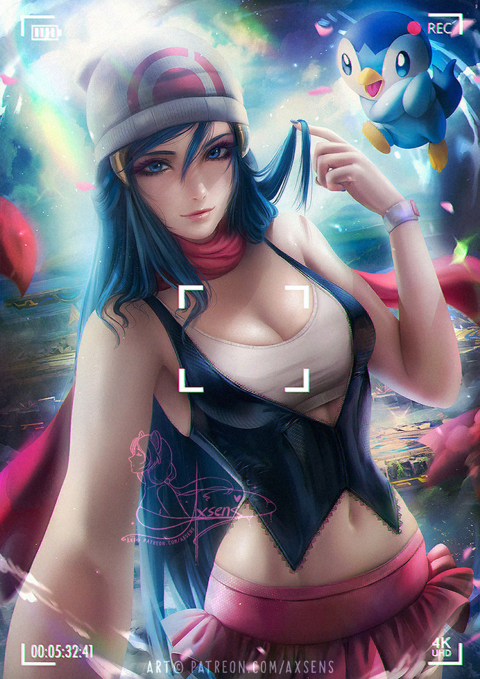 Dawn , , Anime Art, Piplup, Dawn ()