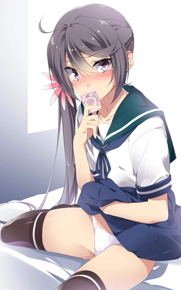 Kantai Collection - NSFW, Аниме, Anime Art, Kantai Collection, Панцу, Akebono, Чулки, Презервативы