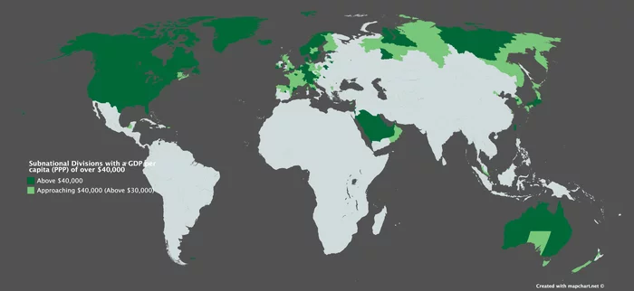 Parts of the world with purchasing power (GDP PPP per capita) higher than $40,000 - Cards, Interesting, Economy, Reddit, Facts