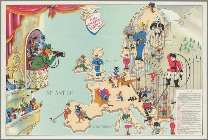 Humorous map of the world 1953 - Cards, Interesting, Humor