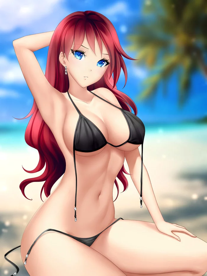 Beach girl - NSFW, Рисованная эротика, Эротика, Anime Art, Gigamessy, Купальник