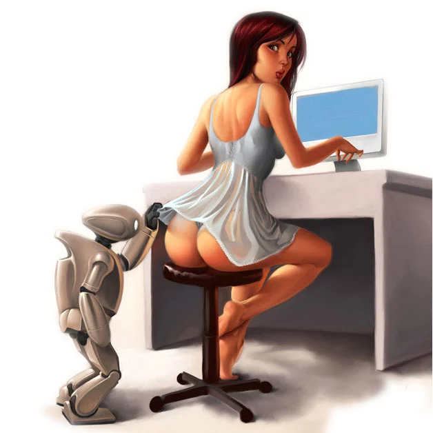 Curious Asimo - NSFW, Art, Hand-drawn erotica, Girls, Robot, Booty, Asimo