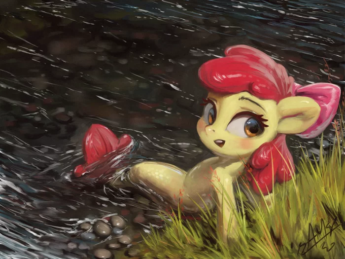 Молодая яблочная морская понька - My Little Pony, PonyArt, Applebloom, Assasinmonkey, Seapony