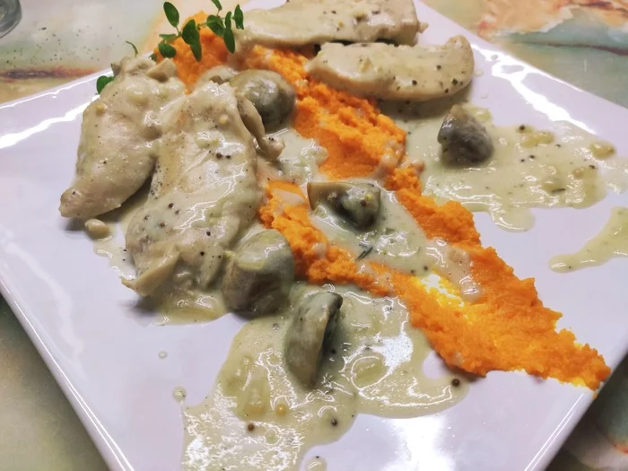 Курица с грибно-чесночным соусом (Chicken with mushroom-garlic sauce) - Моё, Еда, Кухня, Курица, Ужин, Длиннопост, Кулинария, Рецепт