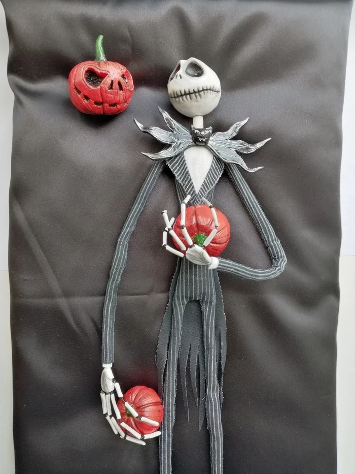 Jack with his pumpkins) - My, Polymer clay, Figurines, Jack Skellington, Doll, Handmade, Longpost, Needlework without process