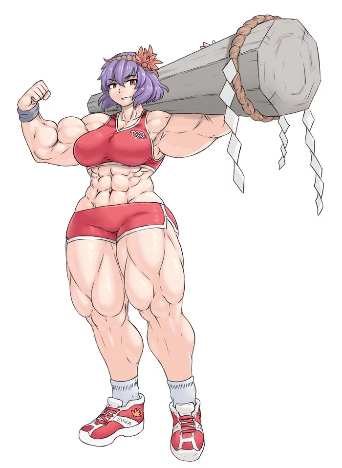 Workout Kanako - Sheepapp, Крепкая девушка, Сну-Сну, Touhou, Yasaka Kanako, Арт, Аниме, Anime Art