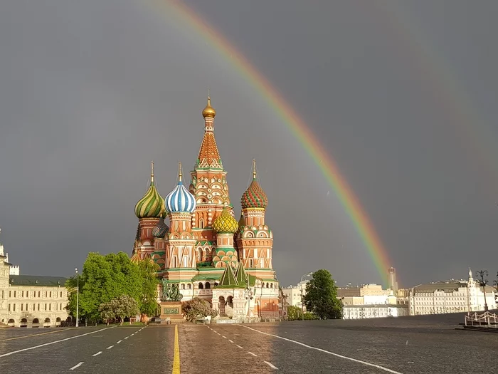 Вот так получилось запечатлеть - Моё, Красная площадь, Радуга, Фотография, Храм Василия Блаженного