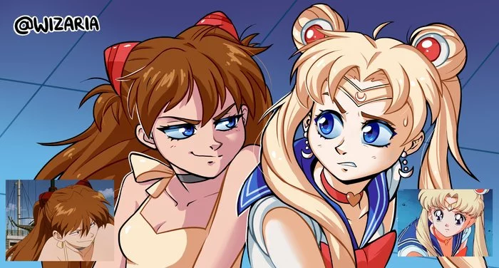 Sailor Eva - Sailor Moon, Evangelion, Asuka langley, Anime, Sailormoonredraw, Anime art