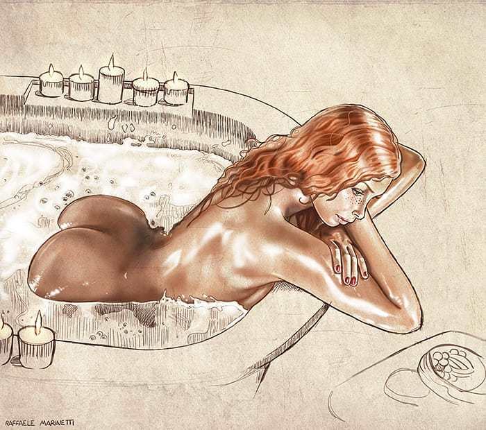 Raffaele Marinetti Girls - NSFW, Art, Erotic, Girls, Redheads, Raffaele Marinetti, Underwear, Booty, Breast, Longpost