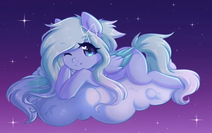 Pony is resting on a cloud - My little pony, Original character, PonyArt, Fluffymaiden