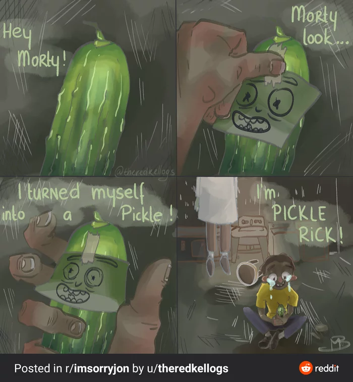 Another Pickle Rick - Rick and Morty, Reddit, Rick gherkin, Comics, Suicide