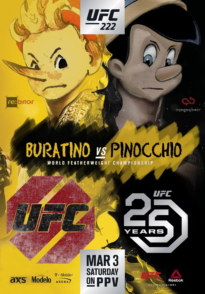 Creative. UFC posters - My, MMA, Ufc, Poster, Creative, Humor, Cartoons, Longpost, Pinocchio, Pinocchio