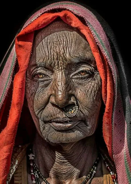 Old Woman (Jaipur, Rajasthan, India) - India, Jaipur, Rajasthan, Old age, Grandmother, Wrinkles, 9GAG