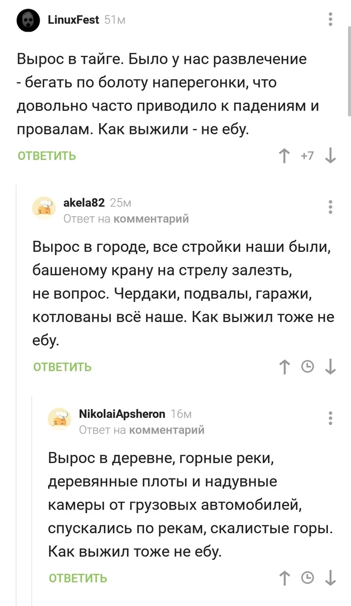 Как мы остались живы в такие суровые времена - непонятно... - Скриншот, Выживание, Детство, Комментарии, Комментарии на Пикабу, Мат