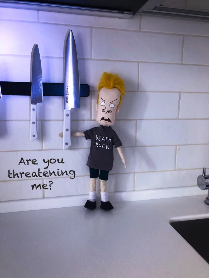 Beavis Cornholio - My, Beavis and Butt-head, Textile doll, Needlework without process, Horror, The Great Corn, Art, Cartoons, 90th, Video, Longpost