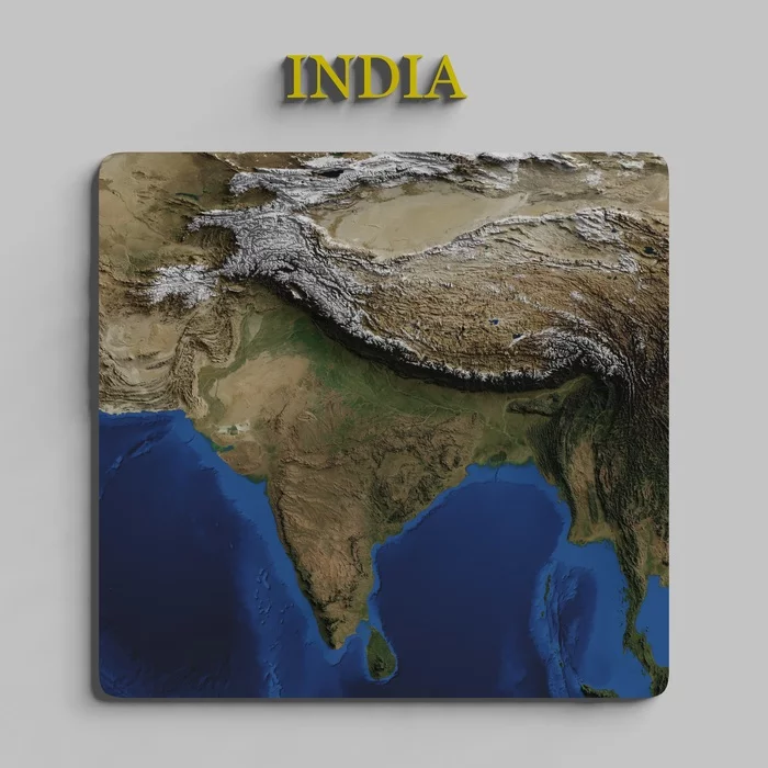 Relief map of India [4096x4096] - My, Cards, Interesting, Art Card, India
