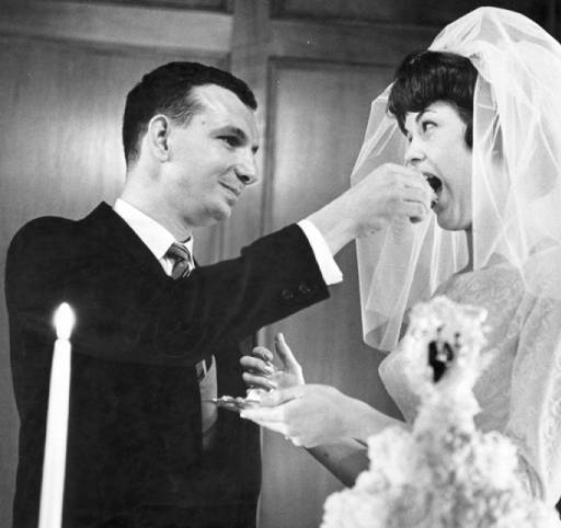 The joy of the blind newlyweds - USA, California, Los Angeles, The blind, Newlyweds, Bride and groom, 1963, Black and white photo