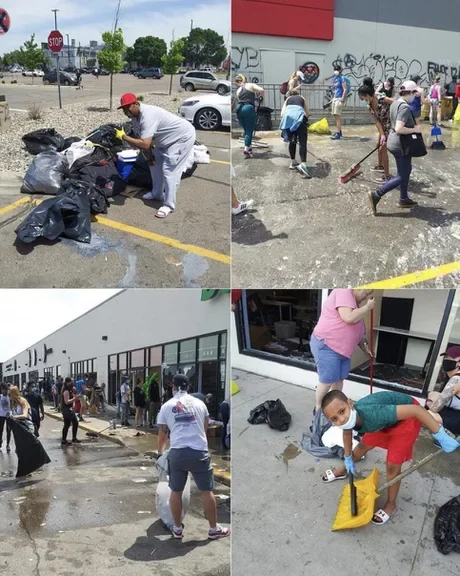 People in south Minneapolis come out to clean up after protests! - USA, Protest, Disorder, Minneapolis, Cleaning, 9GAG, Positive, Death of George Floyd