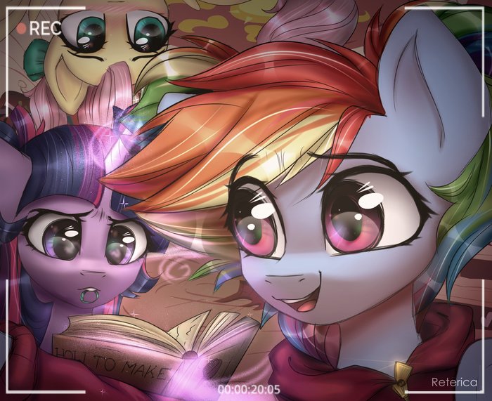 Pony-tail Party! My Little Pony, Ponyart, Twilight Sparkle, Fluttershy, Rainbow Dash, Reterica
