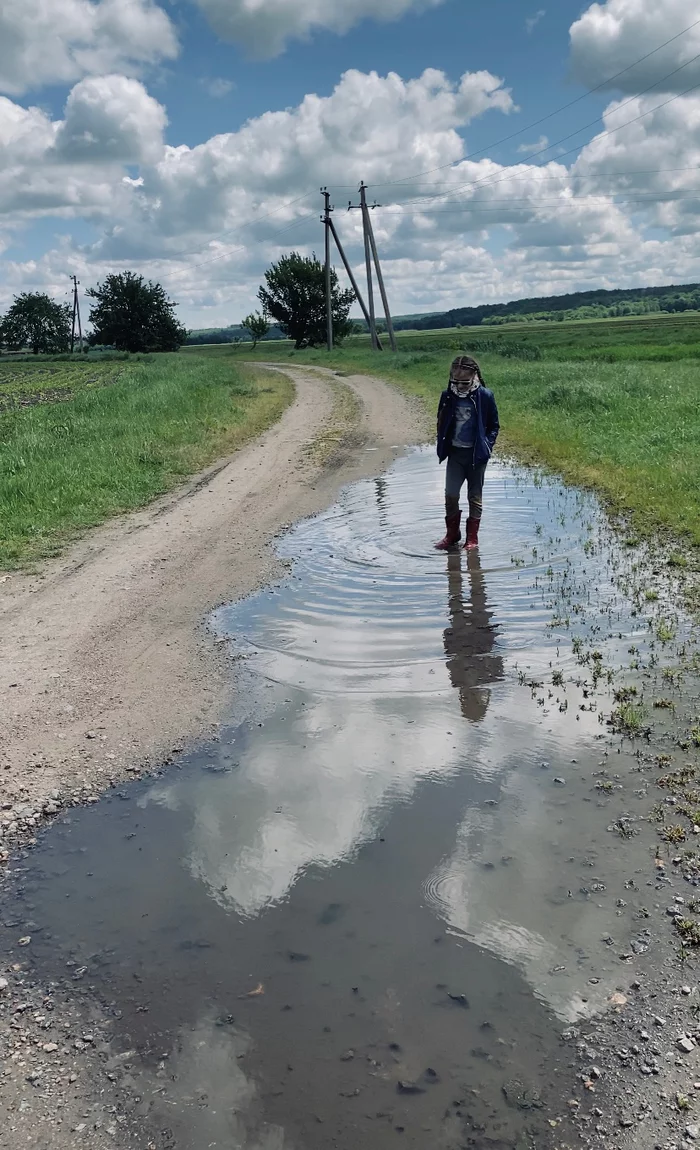 Лужа-маршрутизатор - Моё, Дети, За городом, Длиннопост