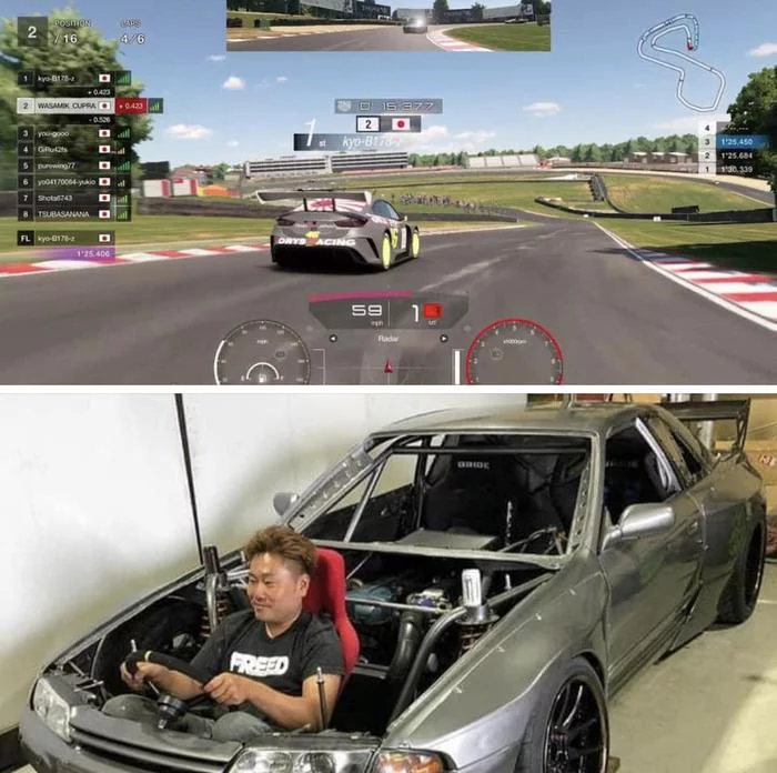 So this is what the first person view in racing looks like from the outside - Games, Humor, Race, Daigo Saito, Computer games, Nissan skyline, Nissan