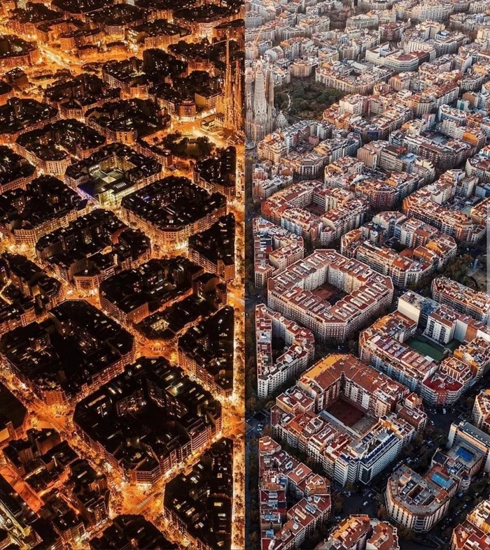 Barcelona night and day - Barcelona, The photo, Day, Night, Reddit, Barcelona city