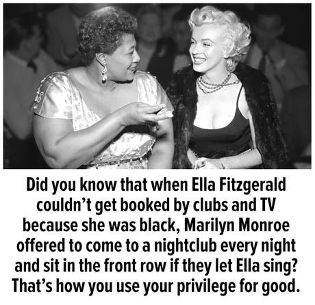 Friendship of Marilyn Monroe and Ella Fitzgerald! - Ella Fitzgerald, Marilyn Monroe, friendship, Racism, Cunning, Picture with text, Translated by myself, 9GAG