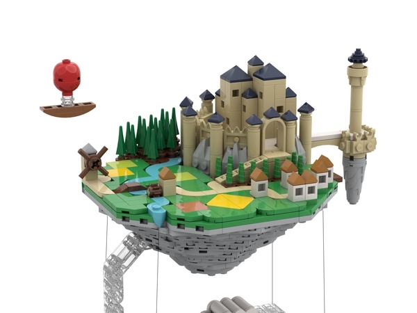 Floating island over a dark city (tensegrity construction) - Lego, Homemade, Constructor, Moc, Ideas, beauty, The buildings, Physics, Longpost, Tensegrity