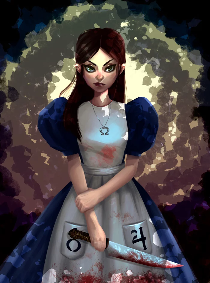 Fanart for the game Alice Madness Return - My, American McGees Alice, Alice: Madness Returns, Alice in Wonderland, Digital, Wacom, Photoshop, Game art, Art