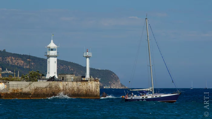 Yalta, lighthouse - My, Landscape, Yalta, A boat, Lighthouse, Crimea