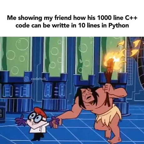 C++ vs Python! - Programming, Programming languages, Python, The code, IT humor, Picture with text, Translated by myself, 9GAG