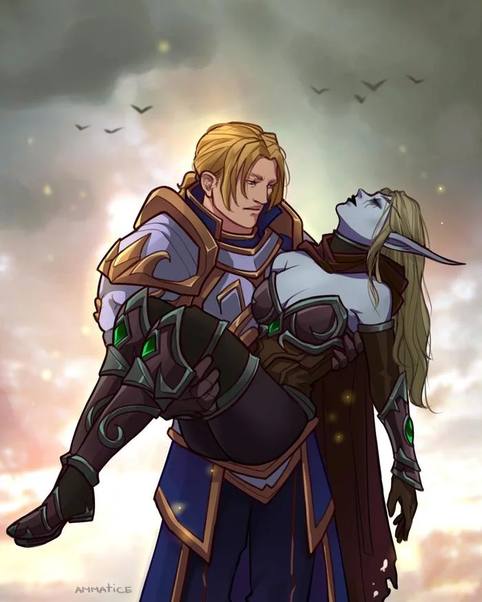 Unexpected turn - Drawing, World of warcraft, Battle for Azeroth, Anduin Rinn, Sylvanas Windrunner, Art, Blizzard