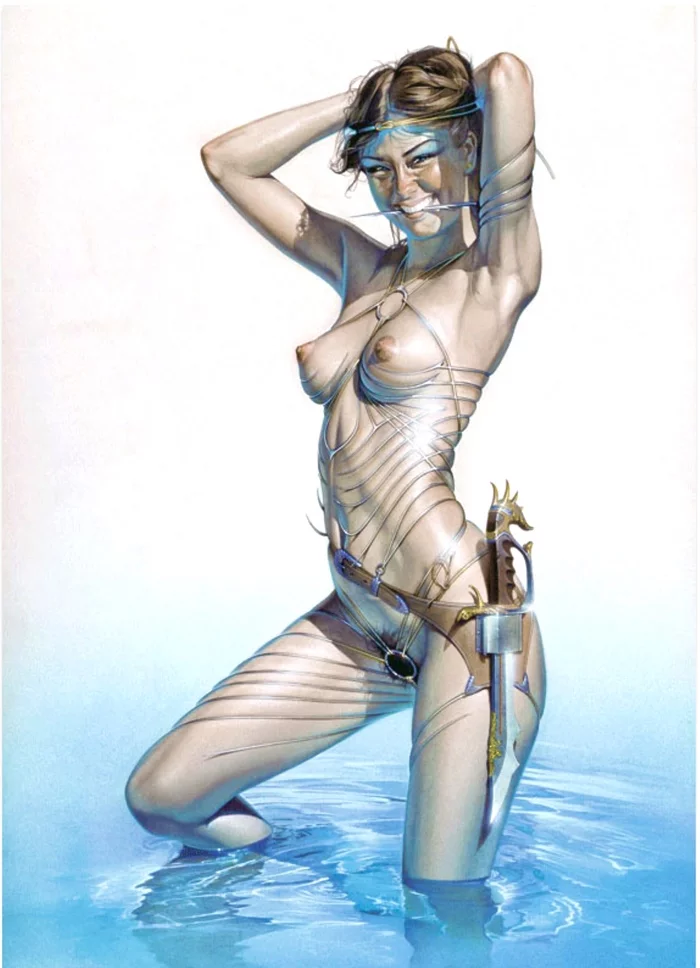 Охотница… - NSFW, Рисованная эротика, Девушки, Рисунок, Сиськи, Из сети, Hajime Sorayama