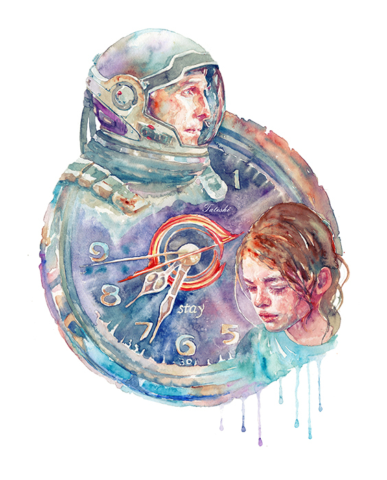 Interstellar - My, Interstellar, Watercolor, Drawing, Clock, Longpost