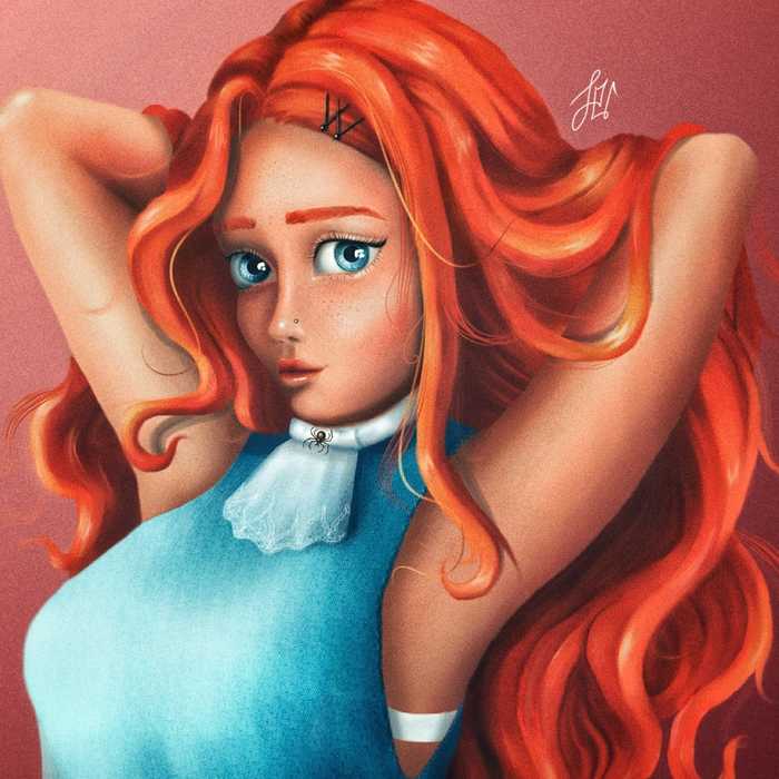 Ginger - My, 2D drawing, Artist, Illustrations, Portrait, Cgimedia, Anime art, Artstation