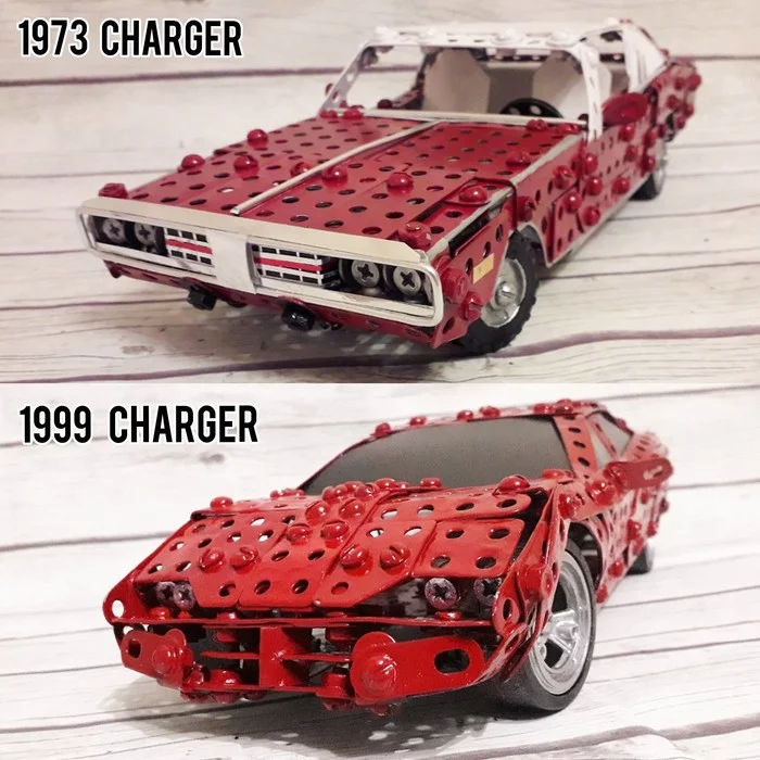 1973 and 1999 Dodge Charger metal constructor - My, Dodge, Muscle car, Retro car, Modeling, Auto, Homemade, Metal constructor